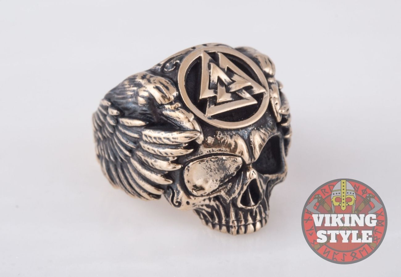 Valknut Ring - Skull, Bronze