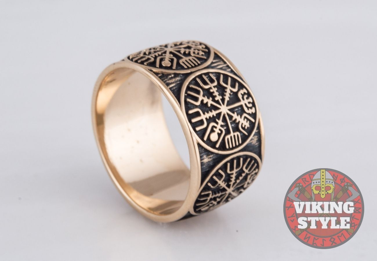 Vegvisir Ring - Band, Bronze