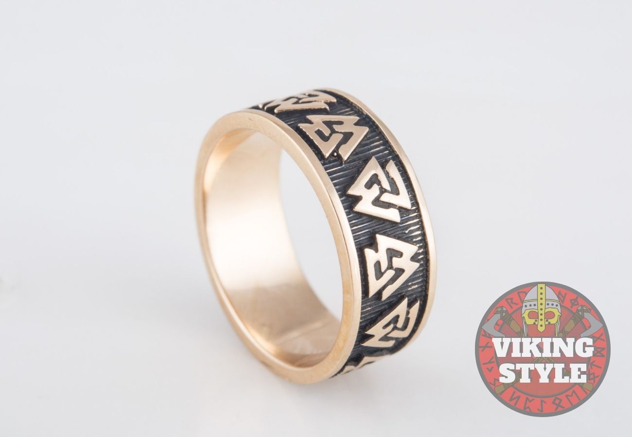 Valknut Ring - Band, Bronze