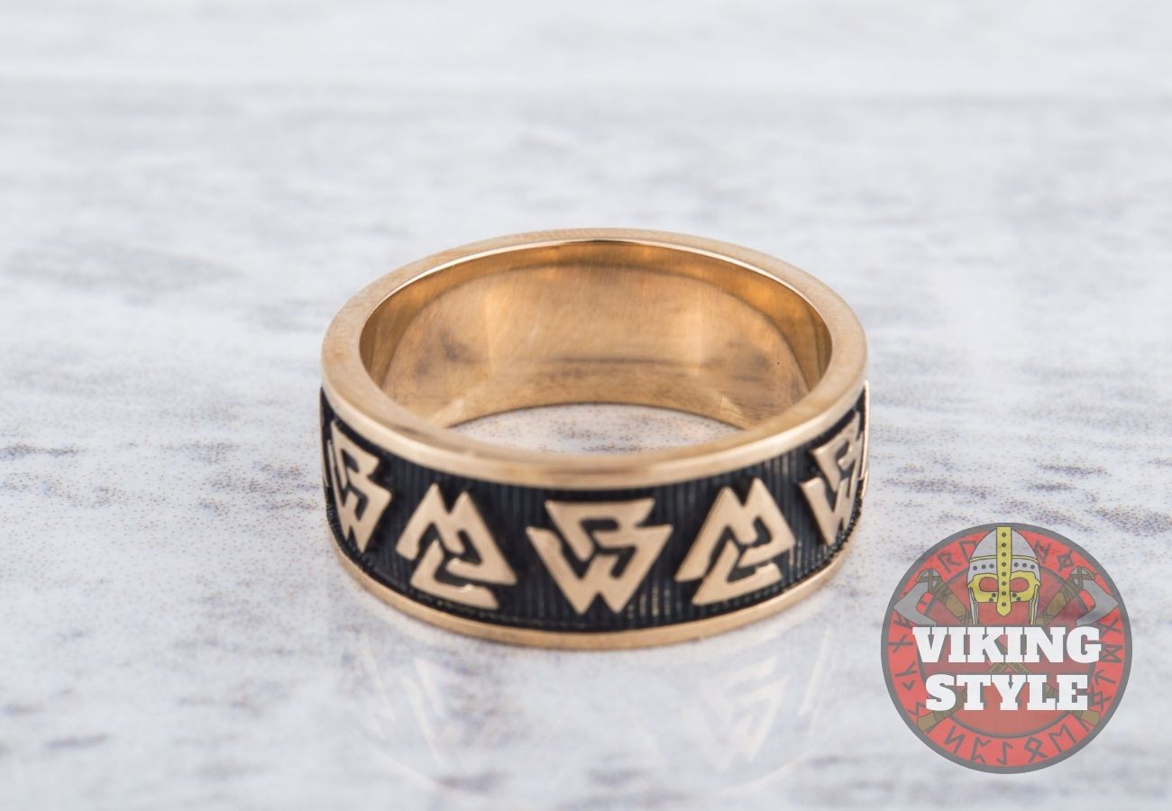 Valknut Ring - Band, Bronze