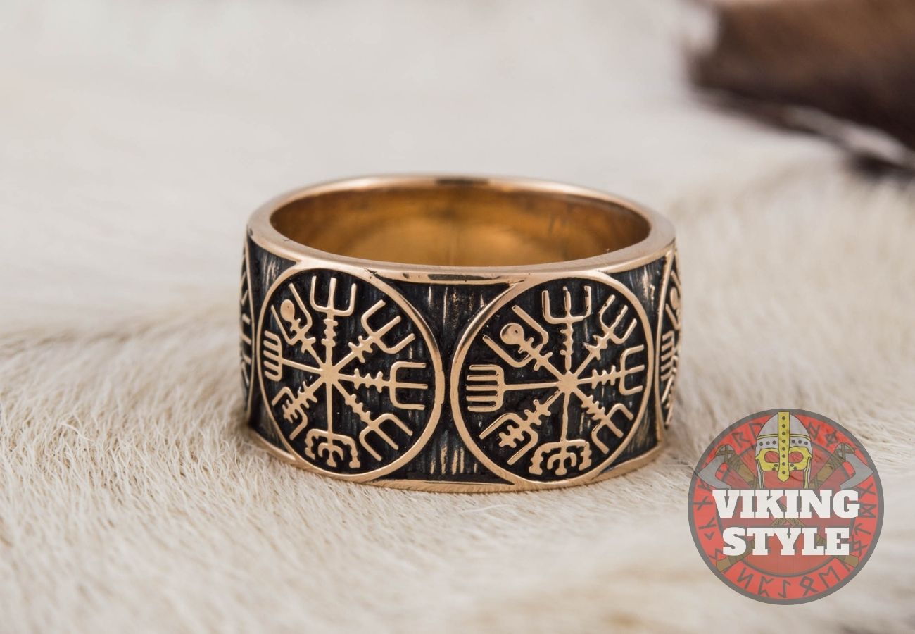 Vegvisir Ring - Band, Bronze