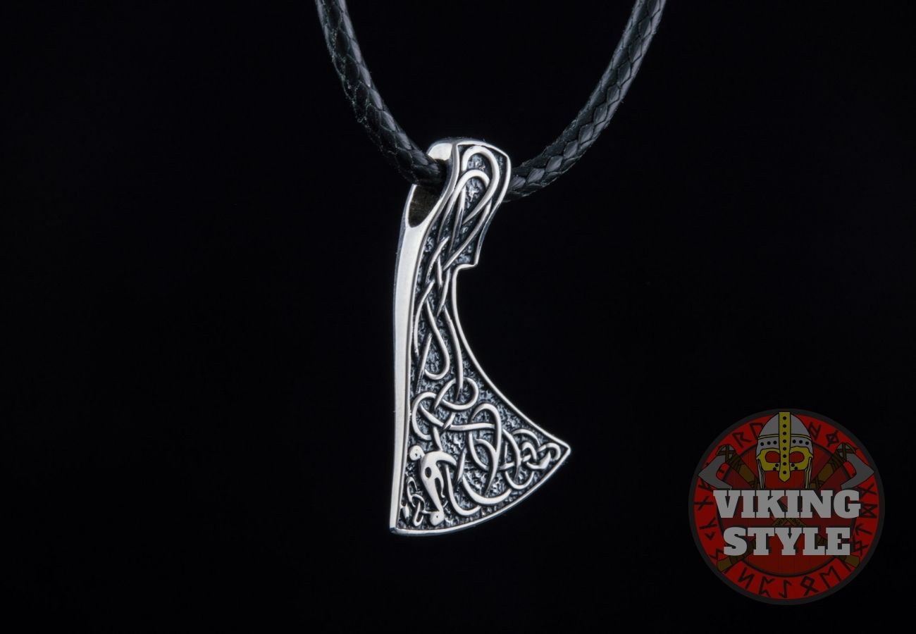 Viking Axe Head Pendant - Jormungandr, 925 Silver