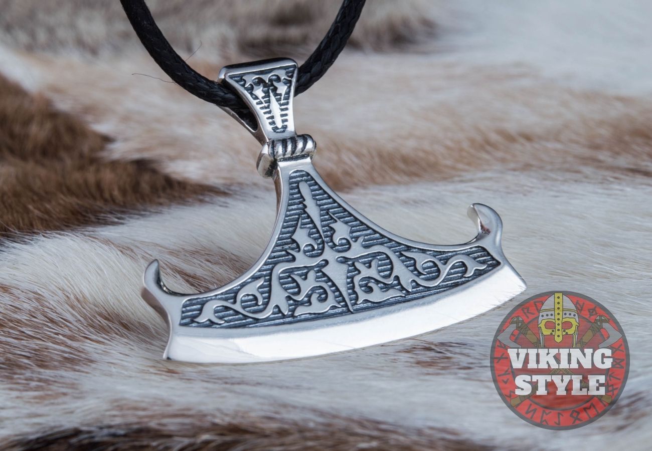Viking Axe Head Pendant - Double Beard, 925 Silver