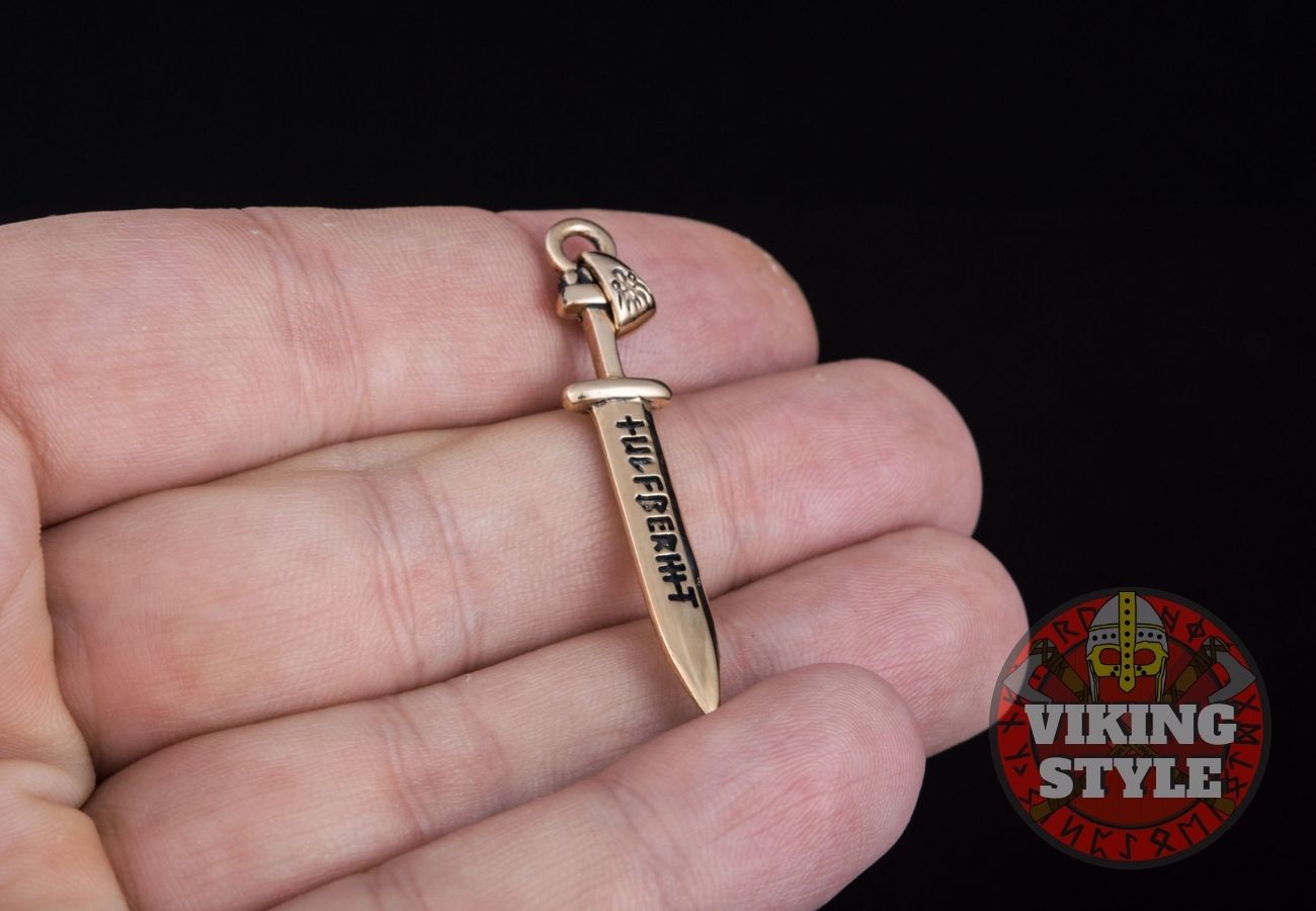 Viking Sword Pendant - Engraved, Bronze