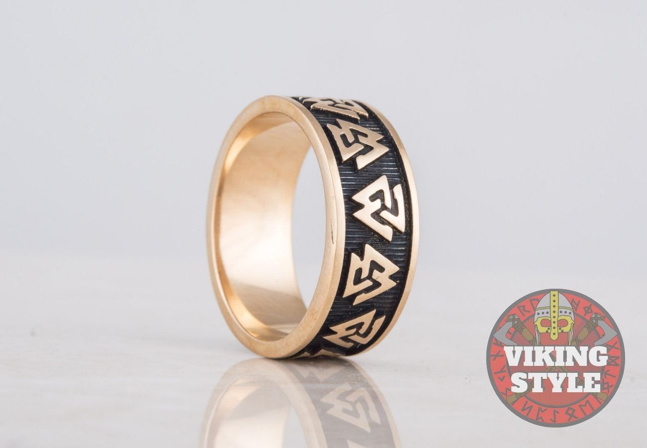 Valknut Ring - Band, Bronze