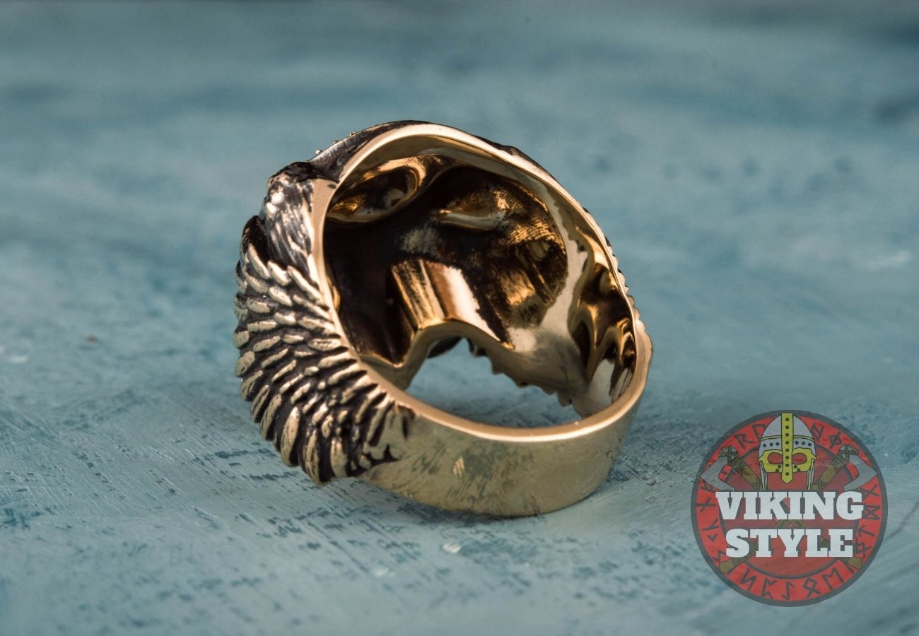 Vagvisir Rune Ring - Skull, Bronze