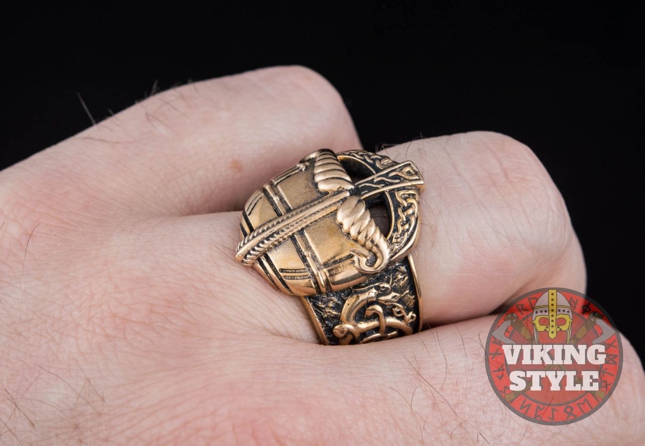 Viking Helmet Ring III - Bronze