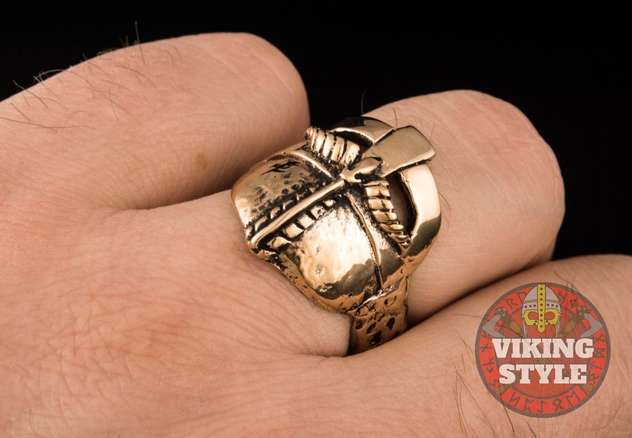 Viking Helmet Ring - Bronze