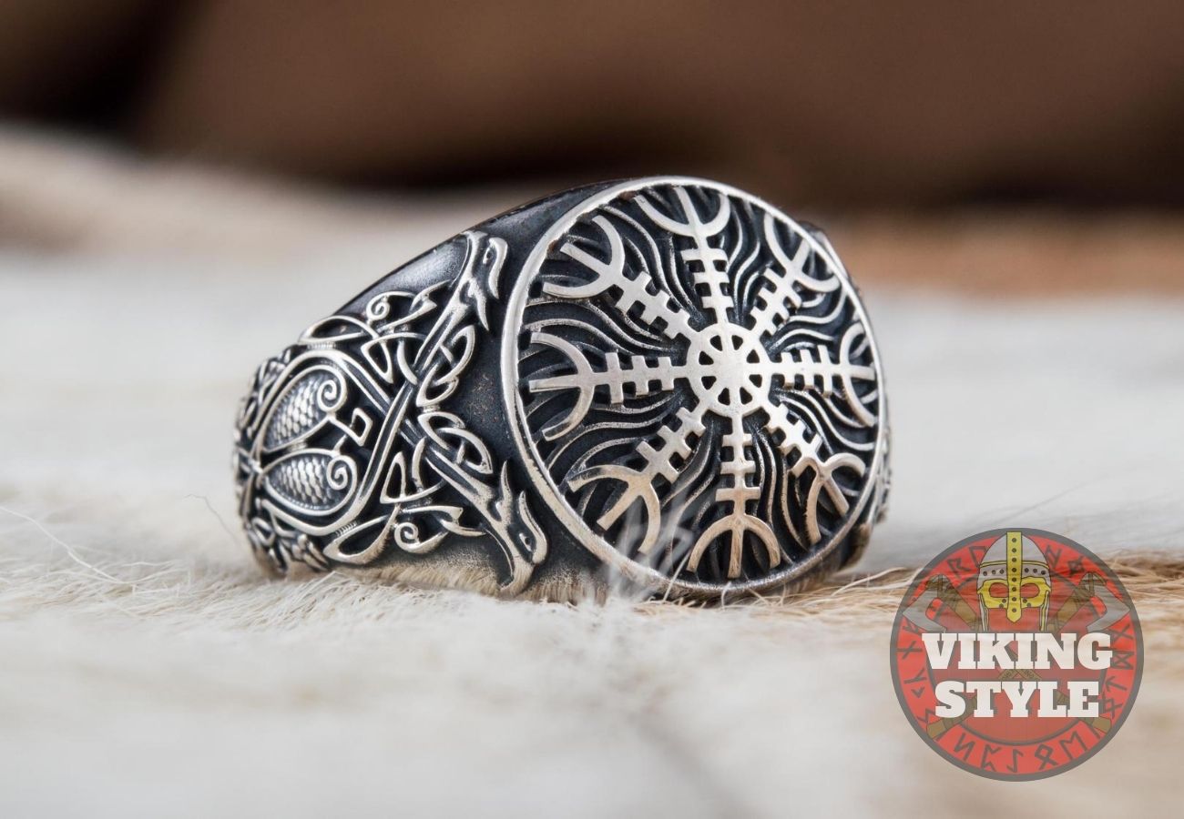 Ægishjálmur Ring - Ravens, 925 Silver