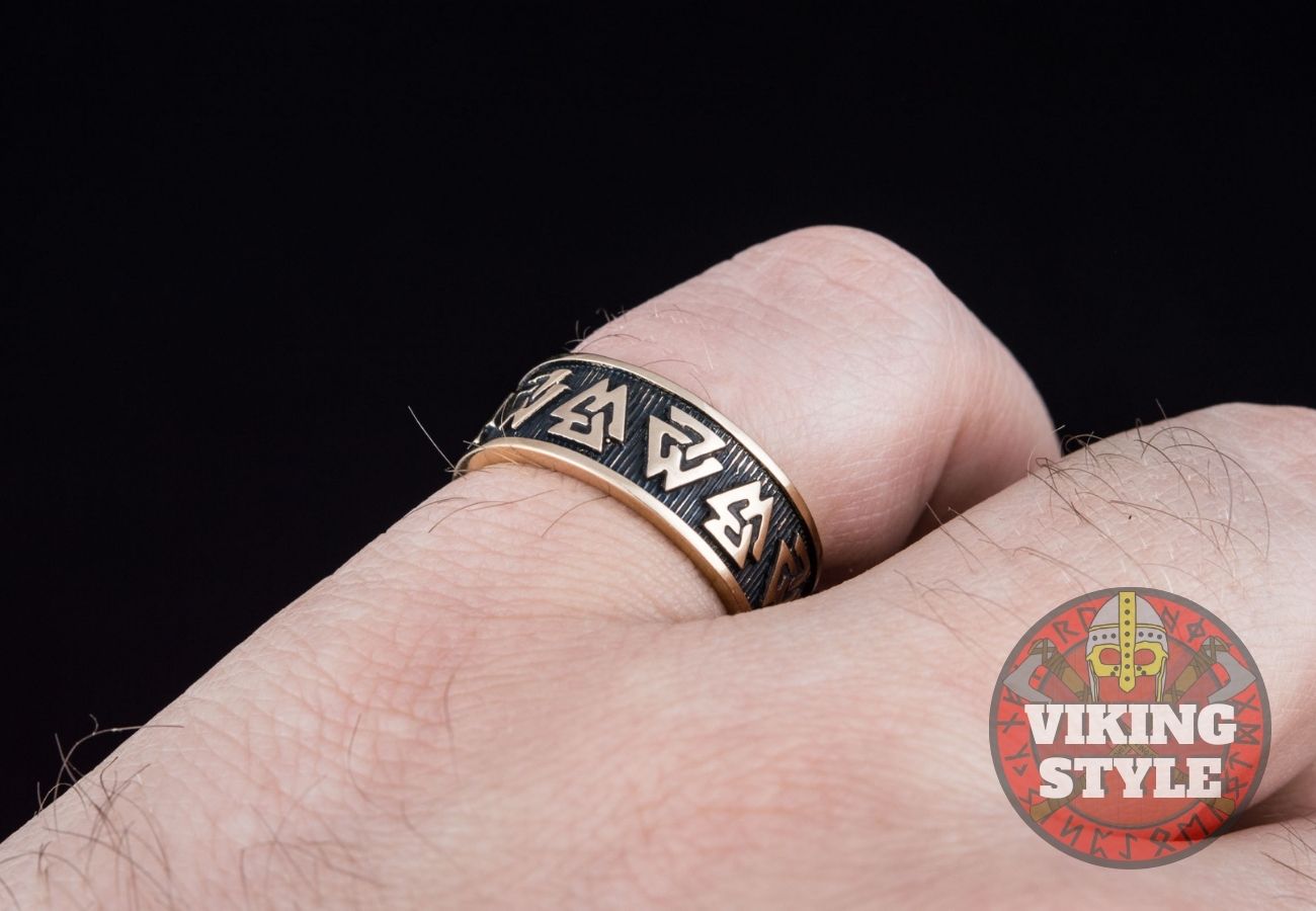 Valknut Ring - Band, Bronze