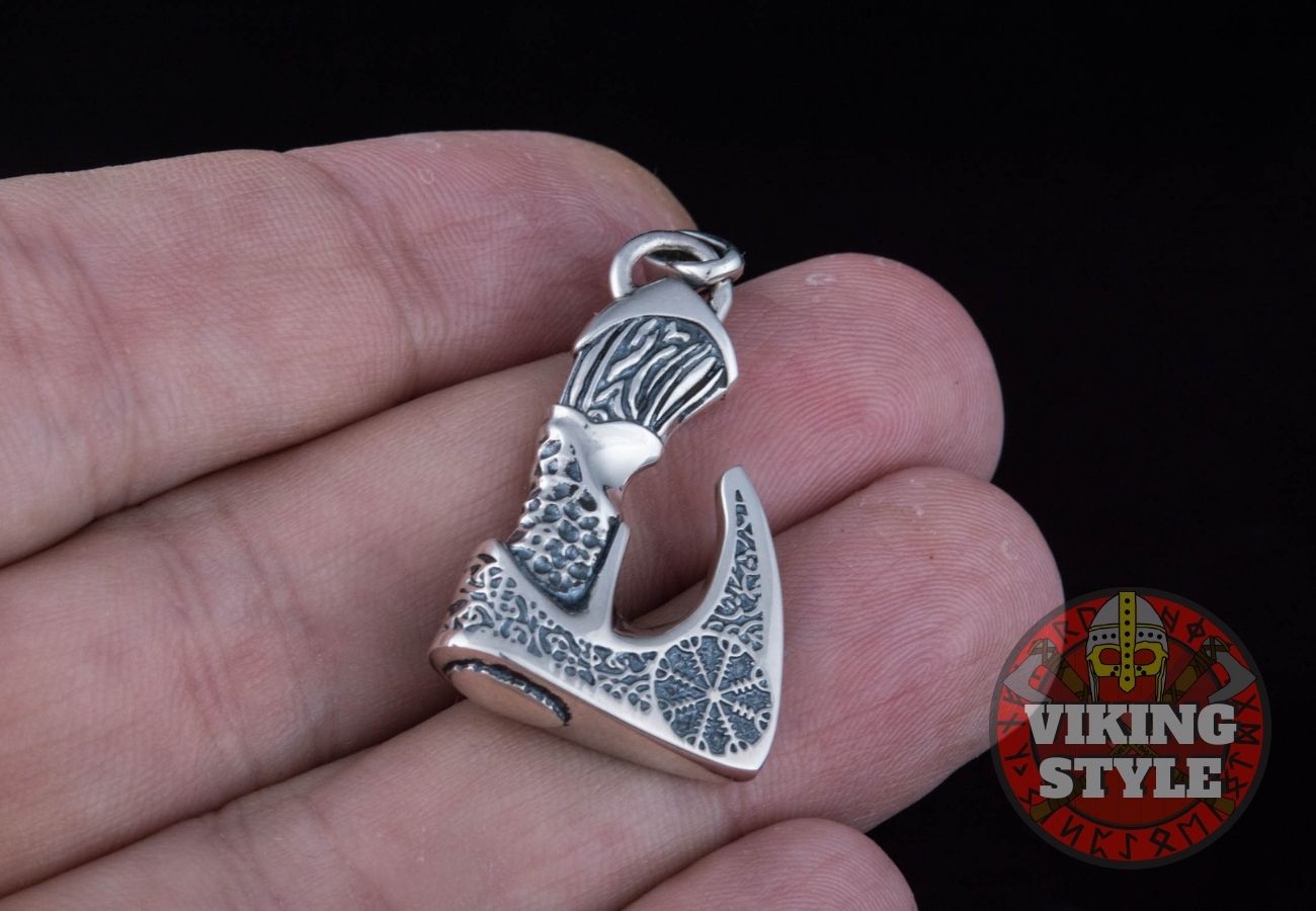 Viking Axe Pendant - Helm of Awe, 925 Silver