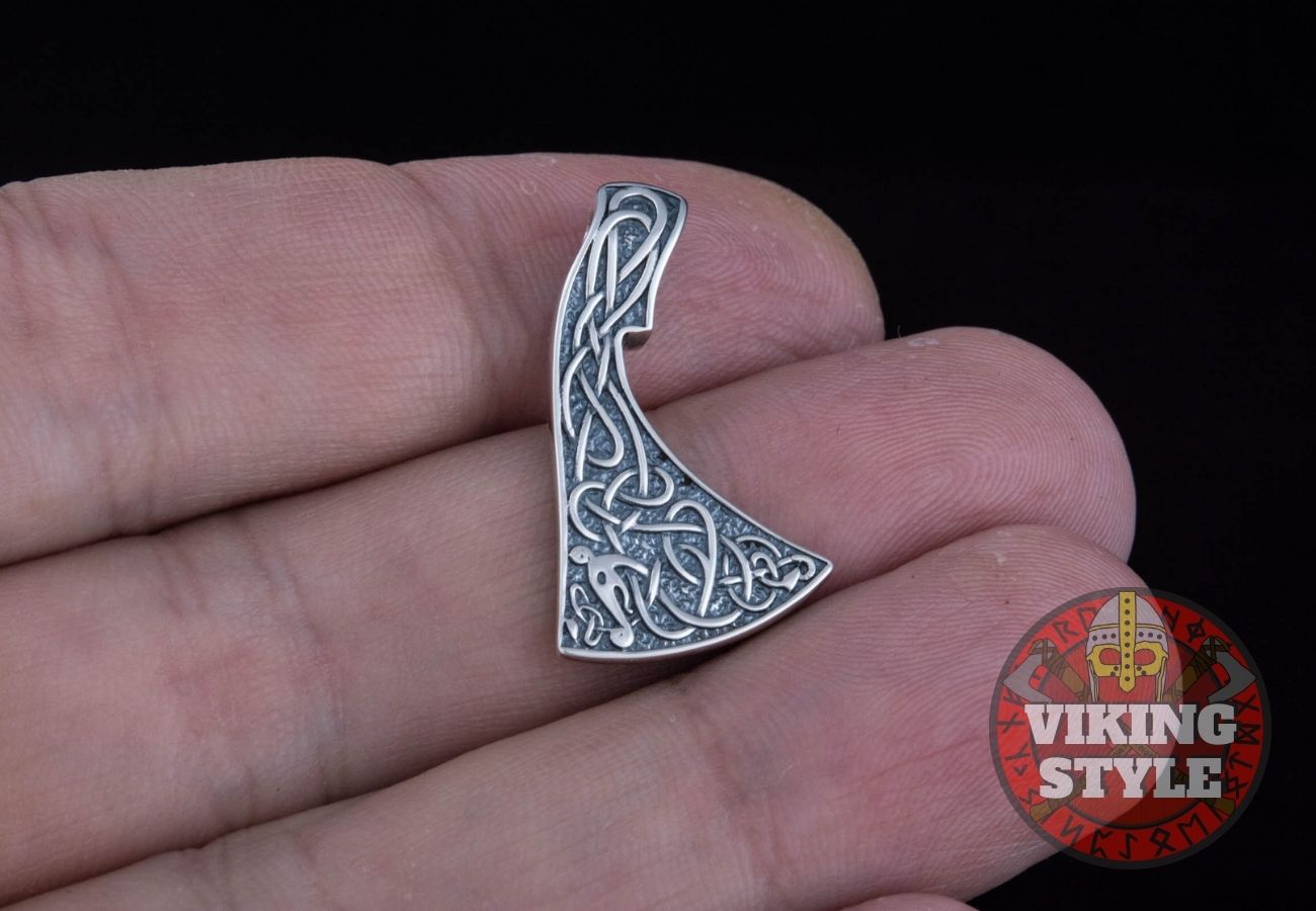 Viking Axe Head Pendant - Jormungandr, 925 Silver