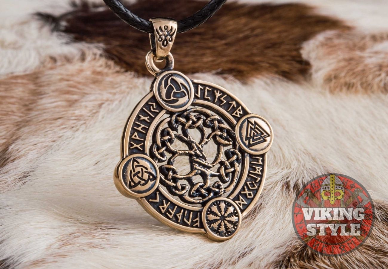 Yggdrasil Pendant - Norse Symbols, Bronze