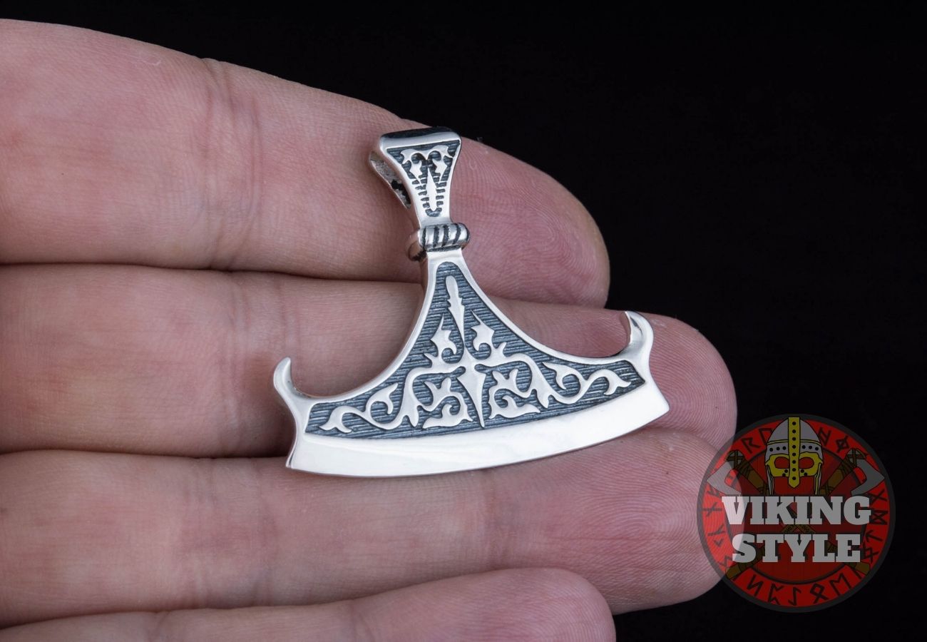 Viking Axe Head Pendant - Double Beard, 925 Silver