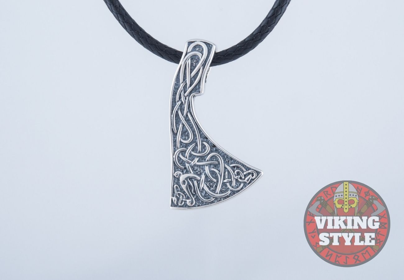 Viking Axe Head Pendant - Jormungandr, 925 Silver