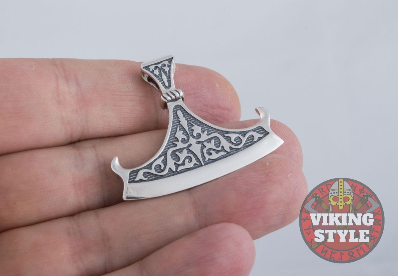 Viking Axe Head Pendant - Double Beard, 925 Silver