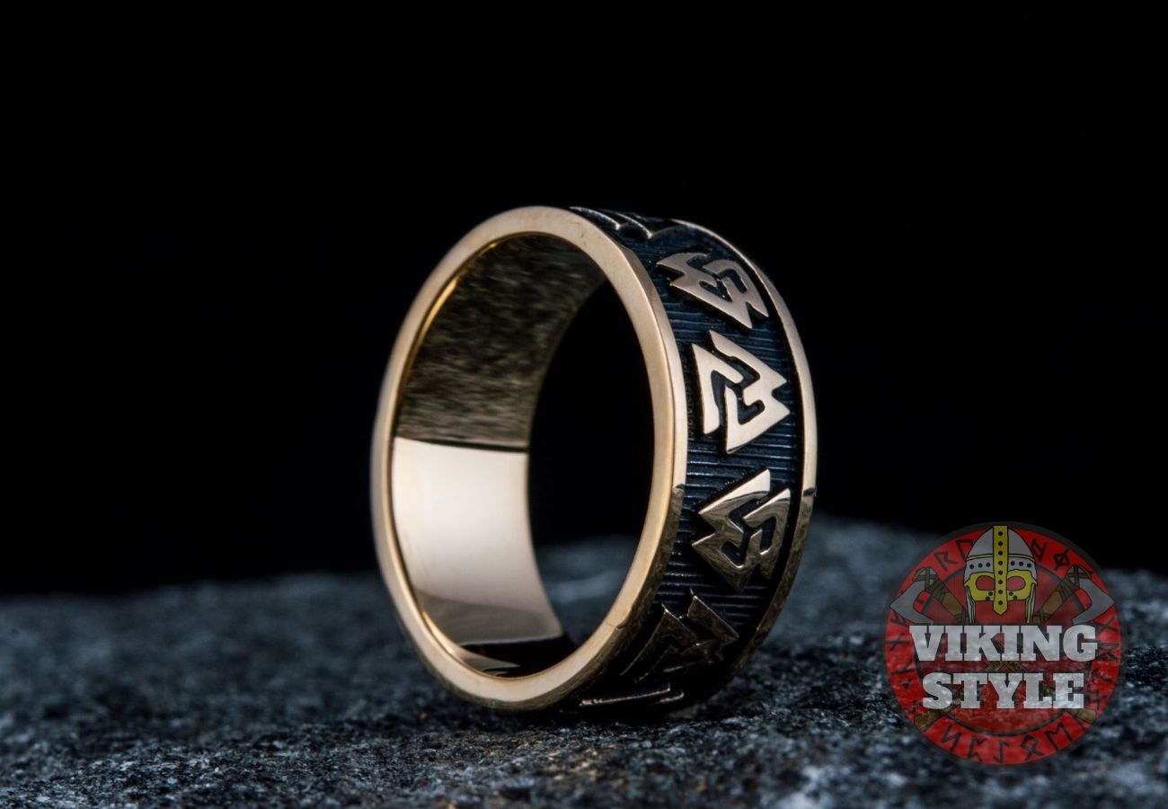 Valknut Ring - Band, Bronze