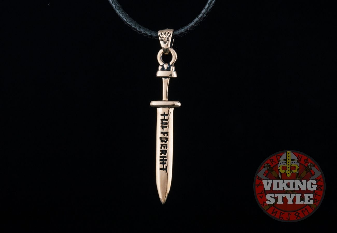 Viking Sword Pendant - Engraved, Bronze