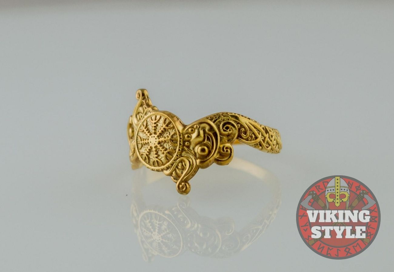 Ægishjálmur Ring - Wolf, Gold