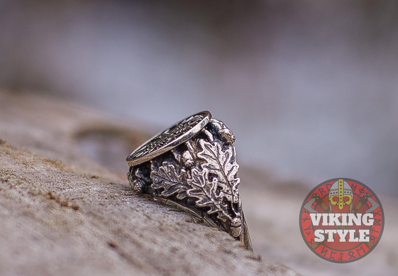 Ægishjálmur Ring II - Oak Leaves, 925 Silver