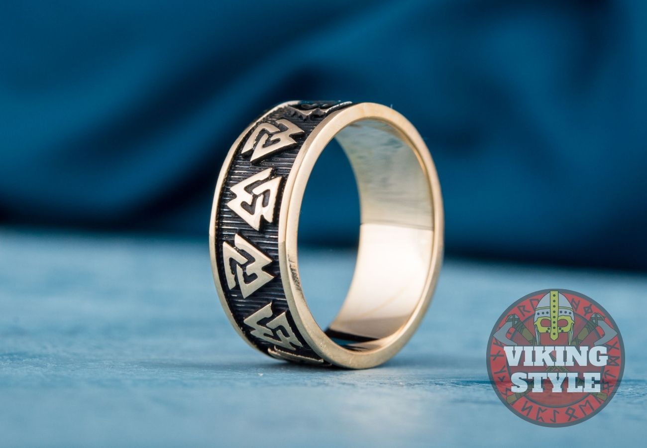 Valknut Ring - Band, Bronze