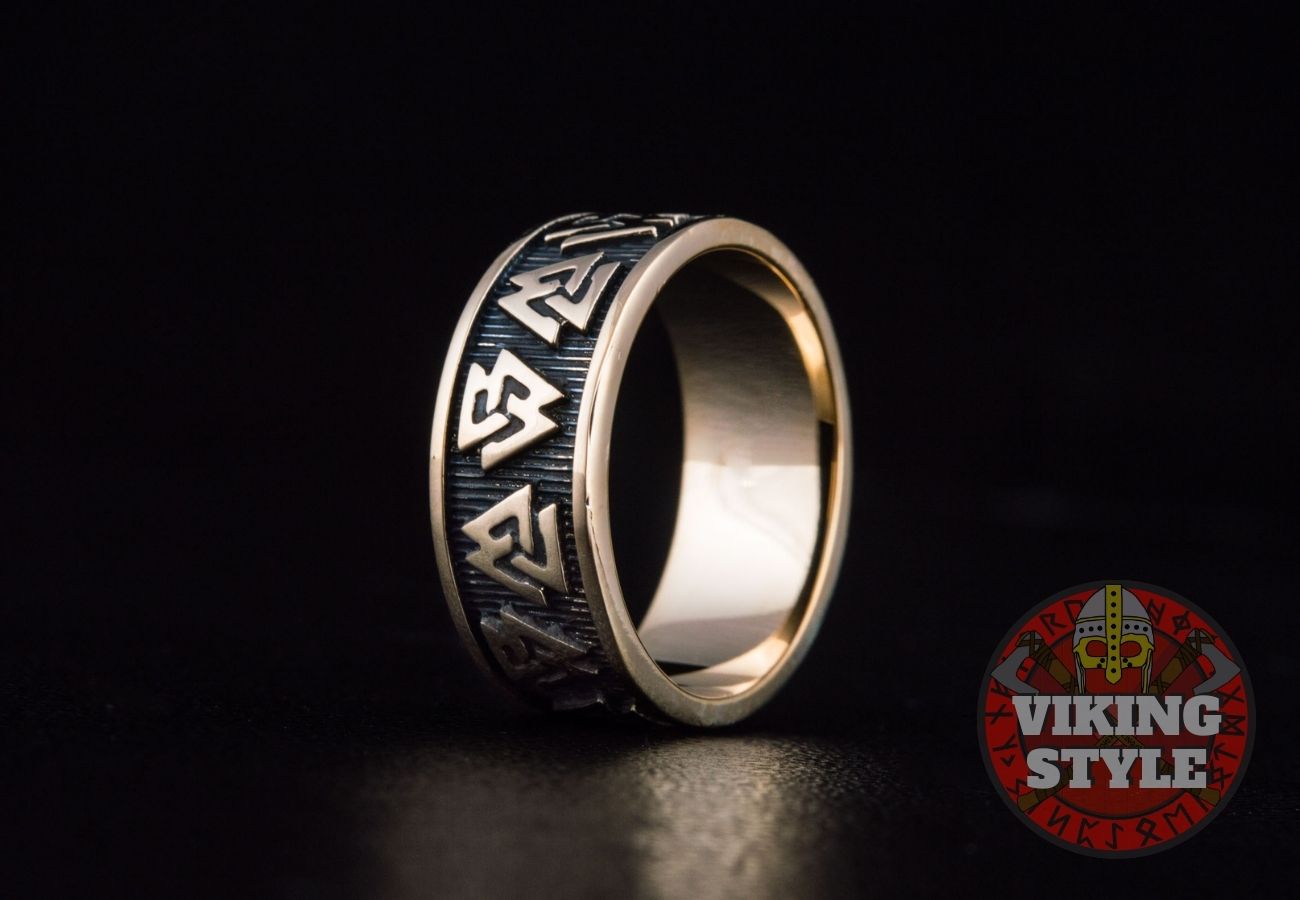 Valknut Ring - Band, Bronze