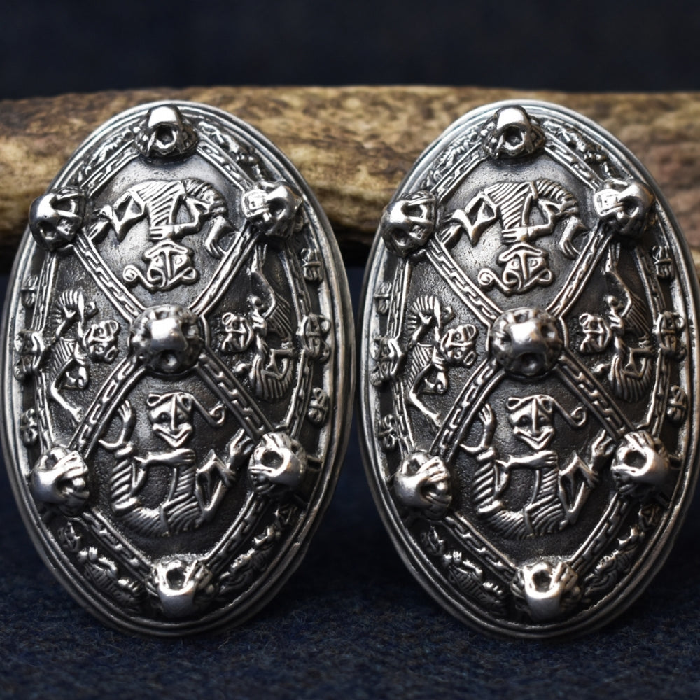 Silver Viking Tortoise Brooch (Pair)