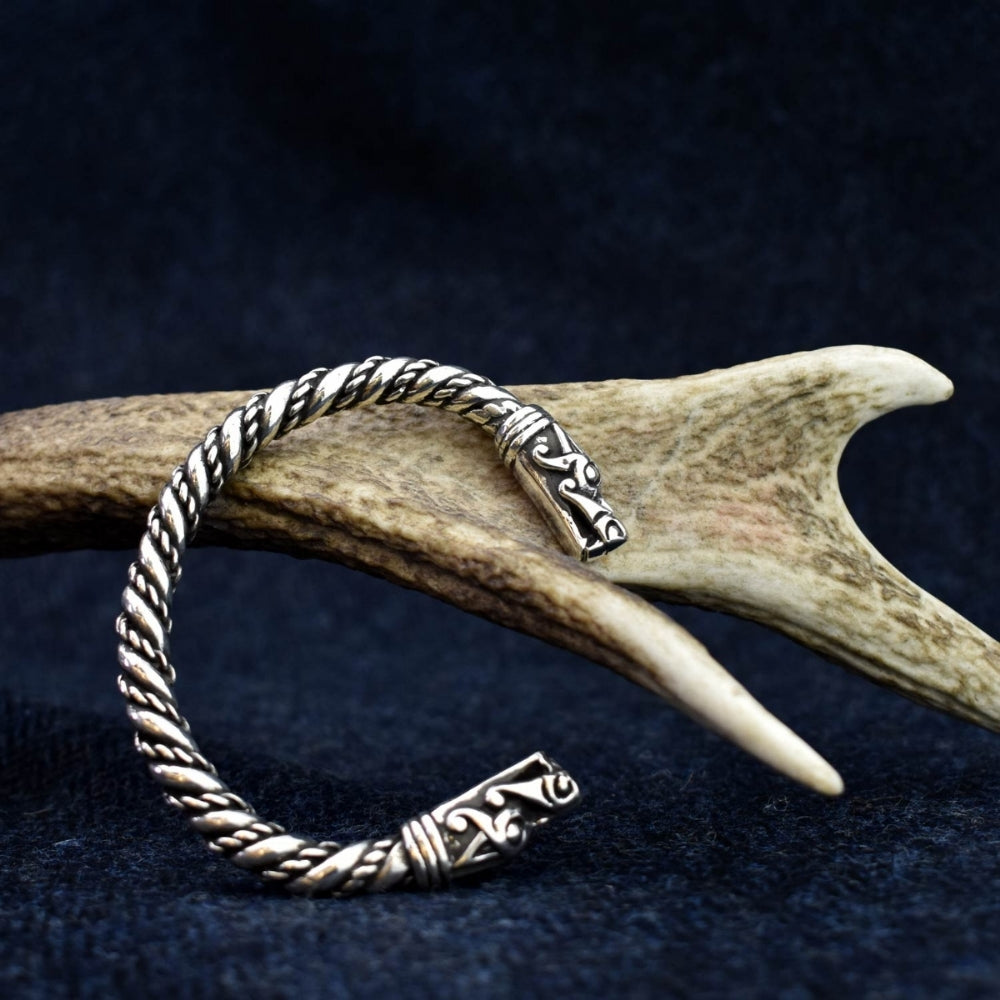 Large Silver Viking Dragon Bracelet