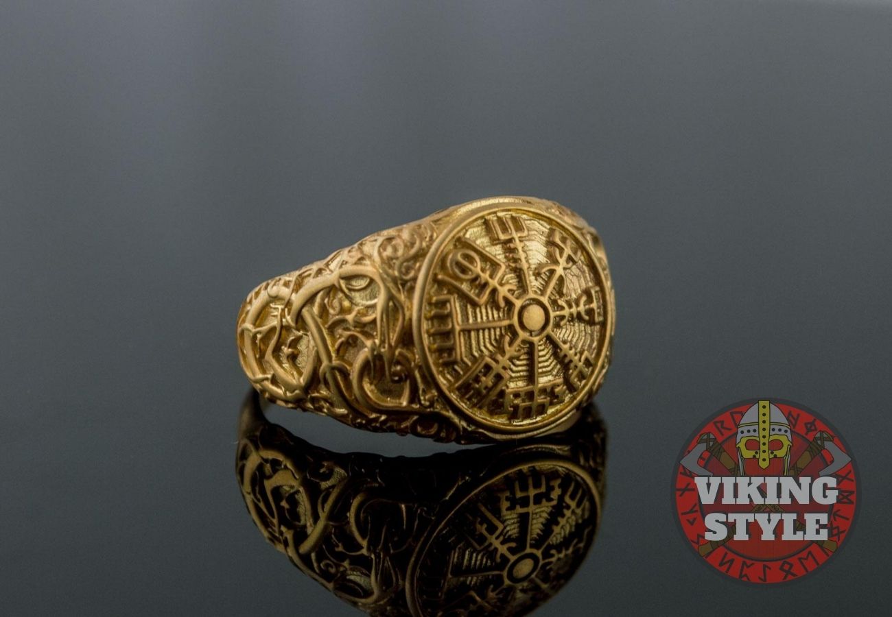 Vegvísir Ring - Urnes, Gold