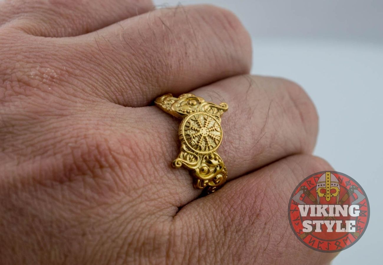 Ægishjálmur Ring - Wolf, Gold