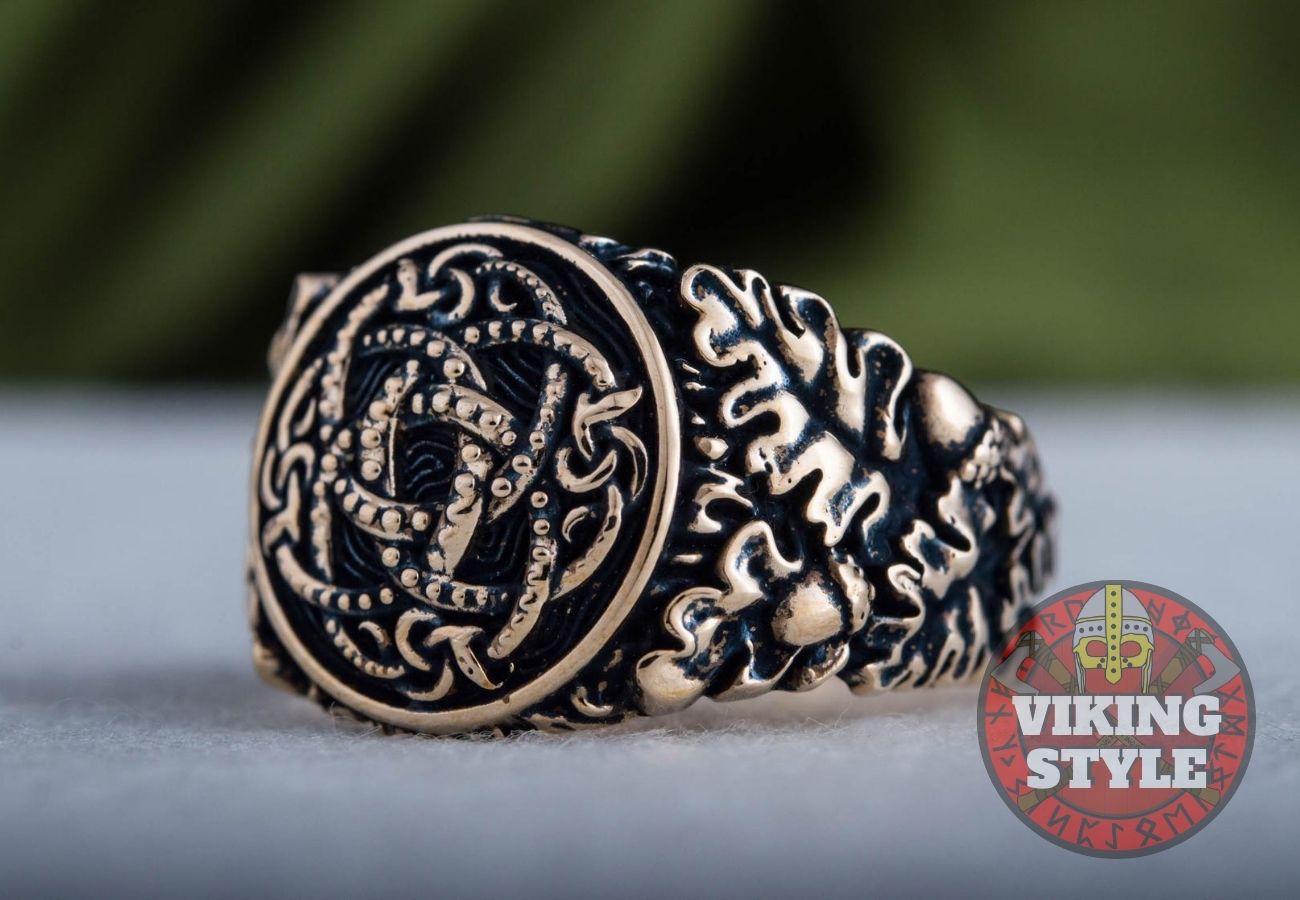 Jörmungandr Ring - Oak Leaves, Bronze