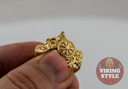Ægishjálmur Ring - Wolf, Gold