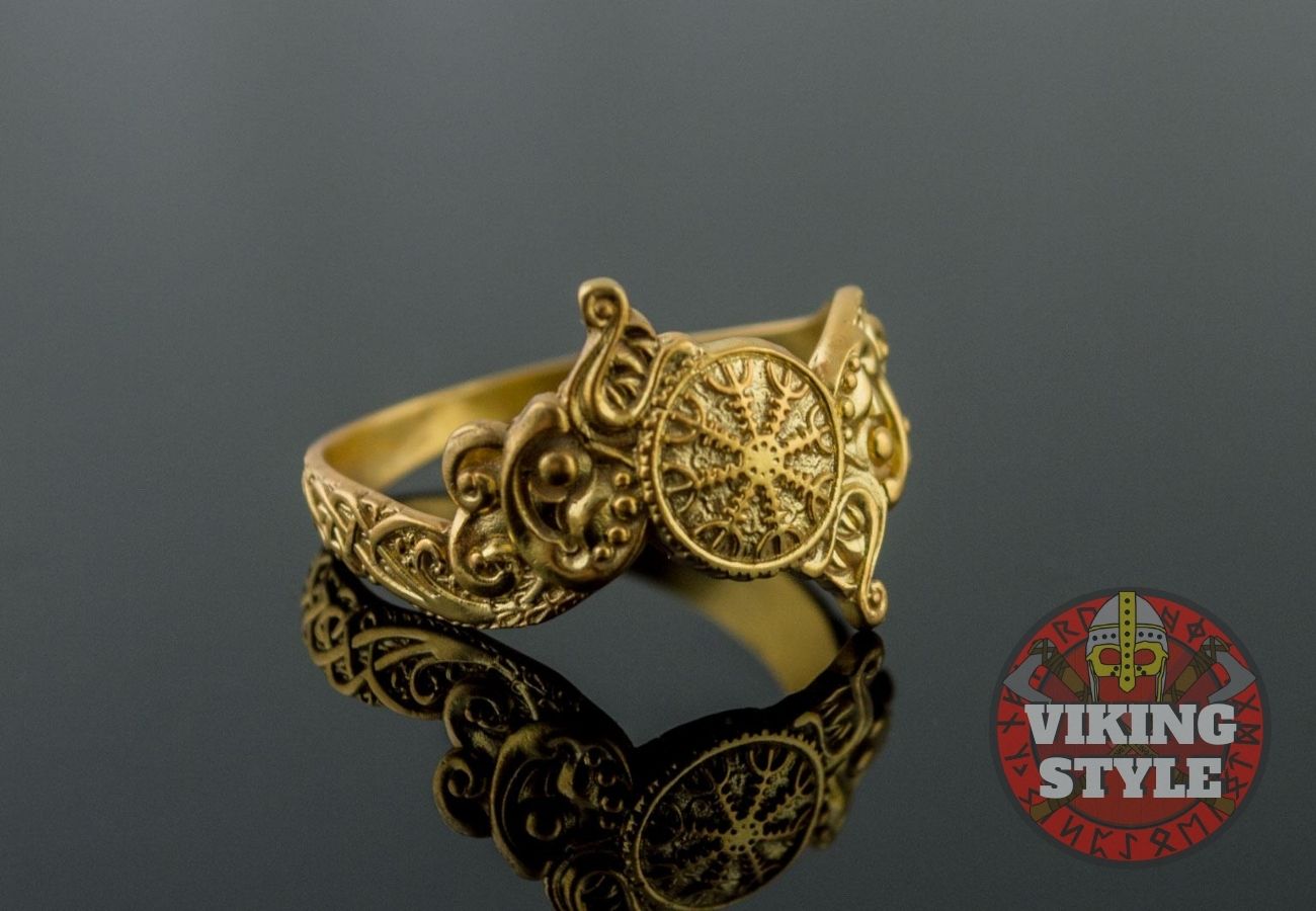 Ægishjálmur Ring - Wolf, Gold