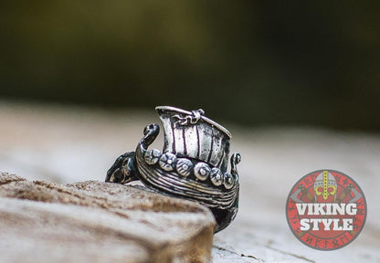 Viking Ship Ring II - Drakkar, 925 Silver