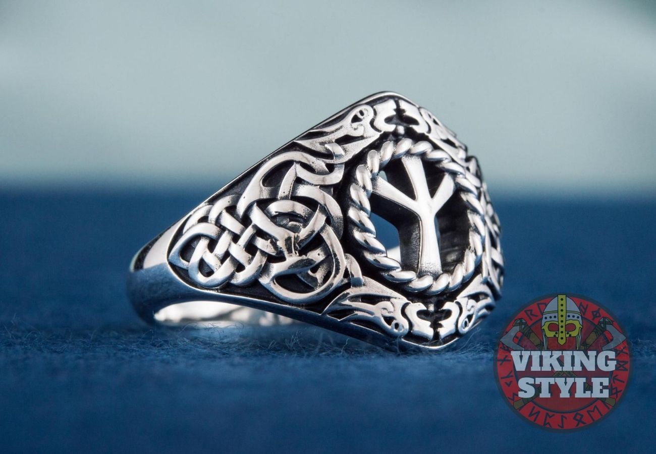 Algiz Ring III - Runic, 925 Silver