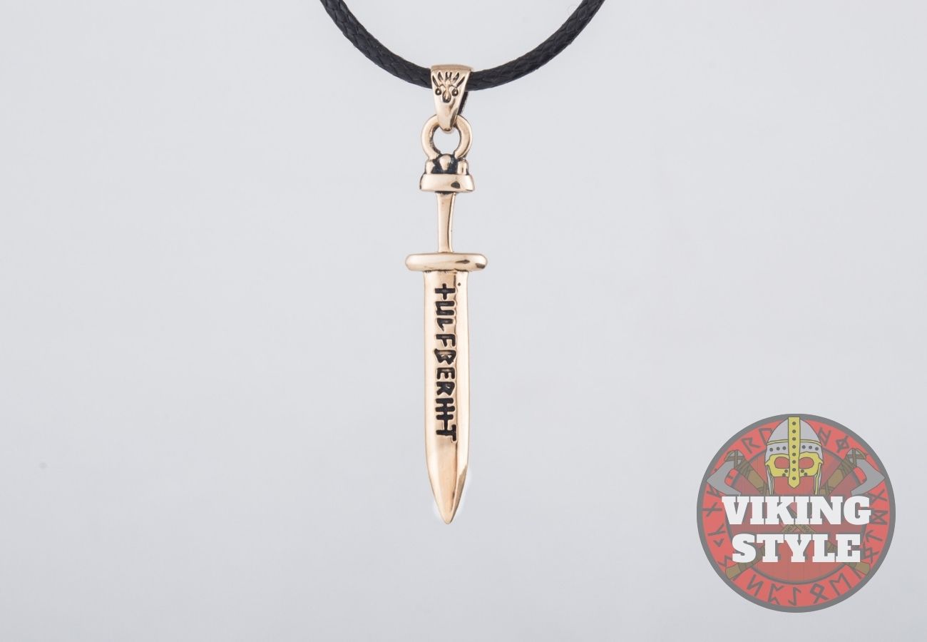 Viking Sword Pendant - Engraved, Bronze