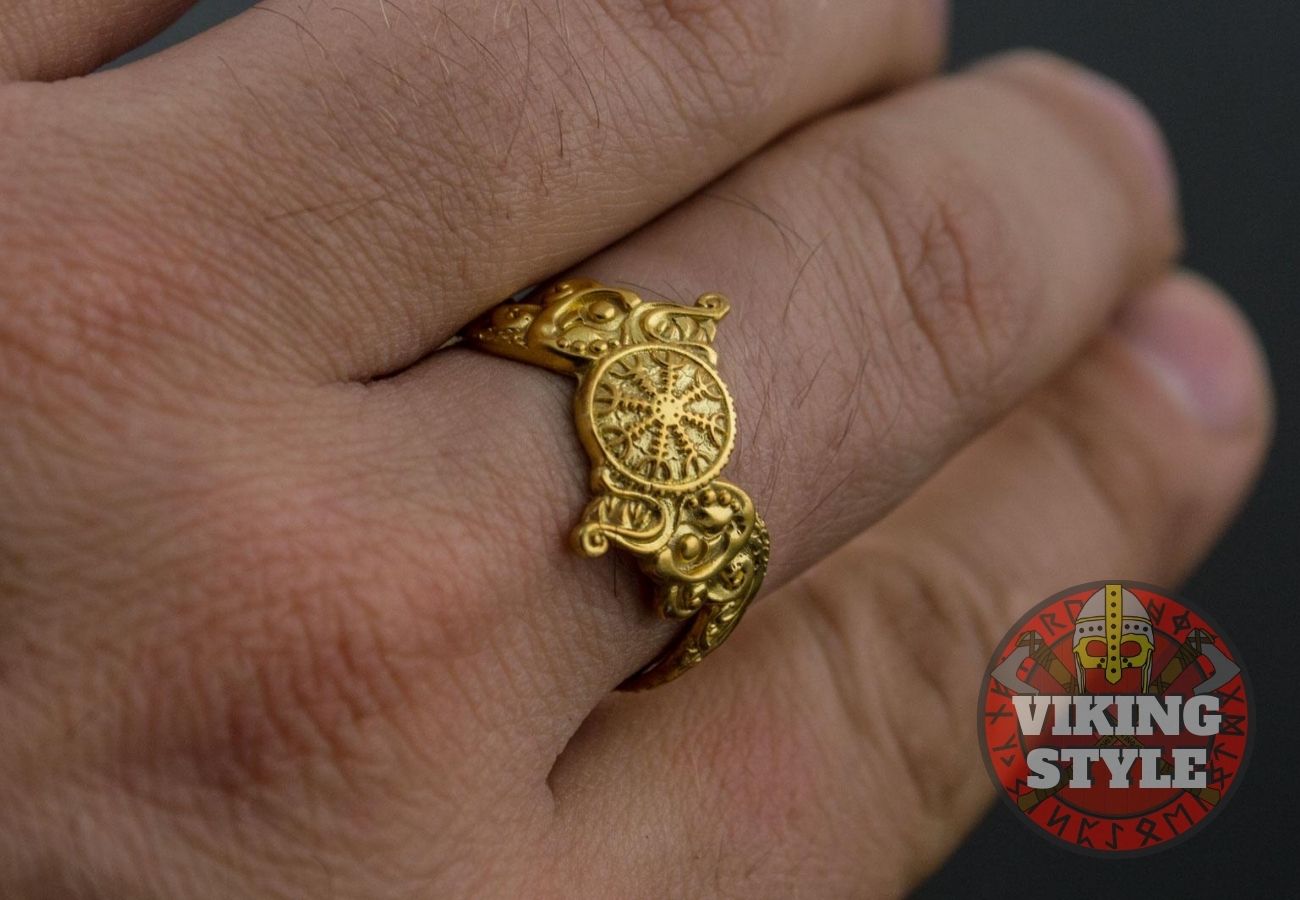 Ægishjálmur Ring - Wolf, Gold