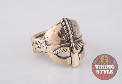 Viking Helmet Ring - Bronze