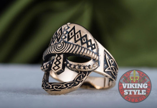 Viking Helmet Ring - Bronze