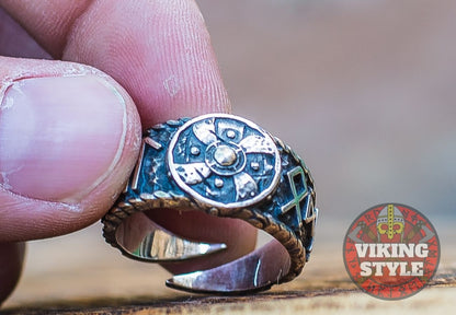Viking Shield Ring - Odin Collection, 925 Silver