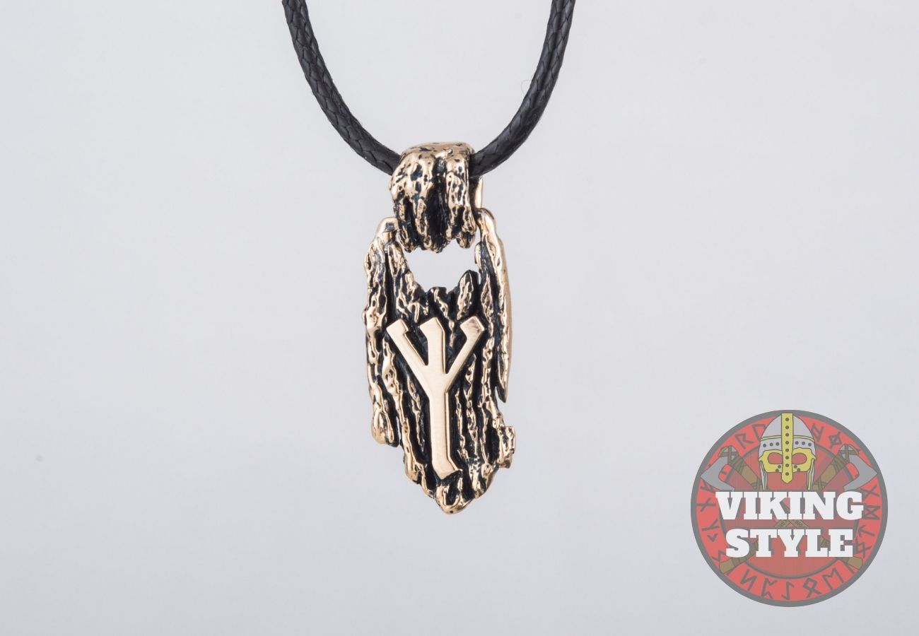 Rune Pendant - Algiz, Bronze
