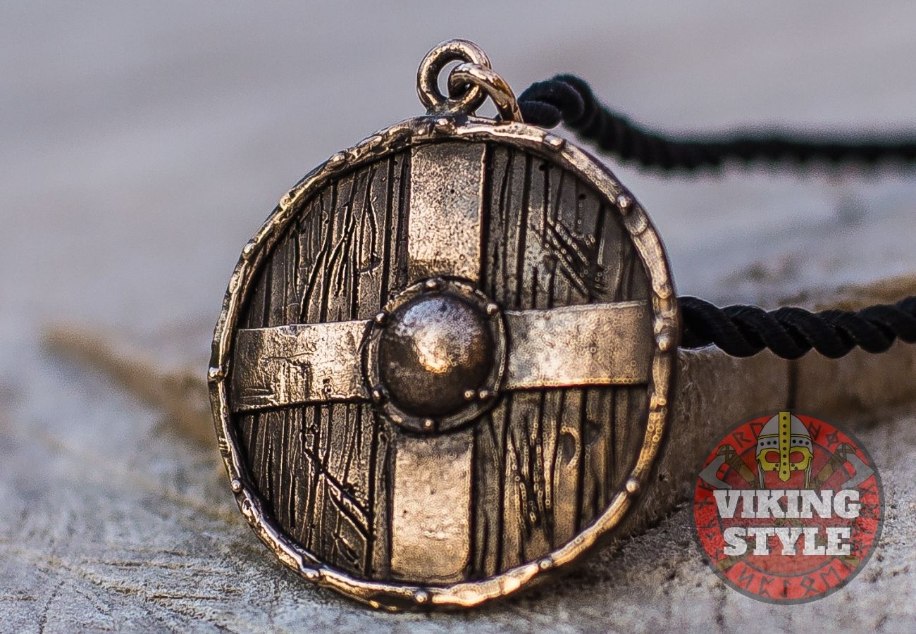 Viking Shield Pendant - Cross Shield, Bronze