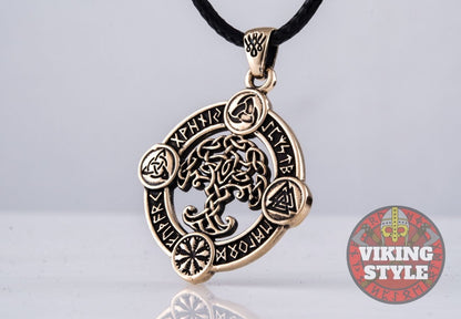 Yggdrasil Pendant II - Norse Symbols, Bronze