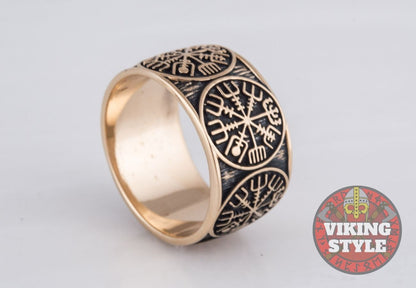 Vegvisir Ring - Band, Bronze