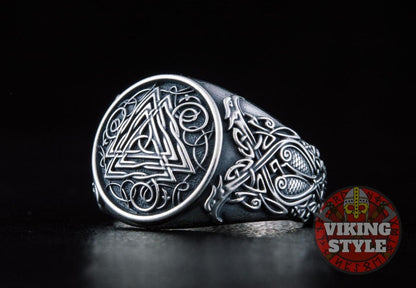 Valknut Ring - Ravens, 925 Silver
