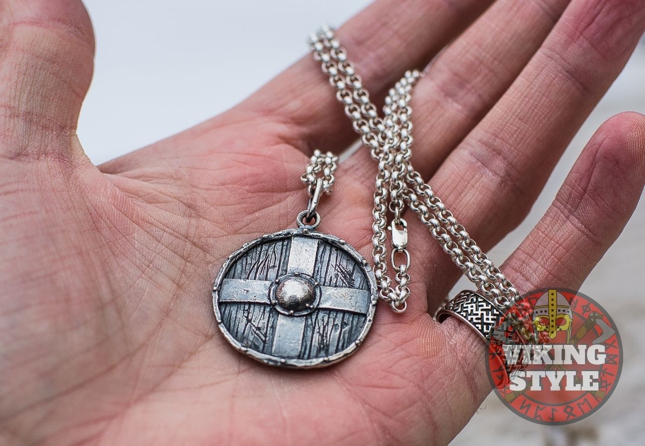 Viking Shield Pendant - Cross Shield, 925 Silver