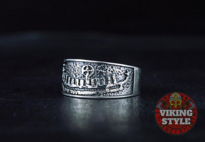 Viking Ship Ring - Drakkar, 925 Silver