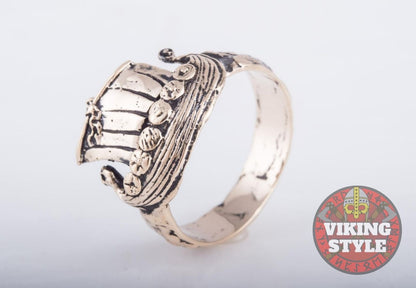 Viking Ship Ring - Drakkar, Bronze