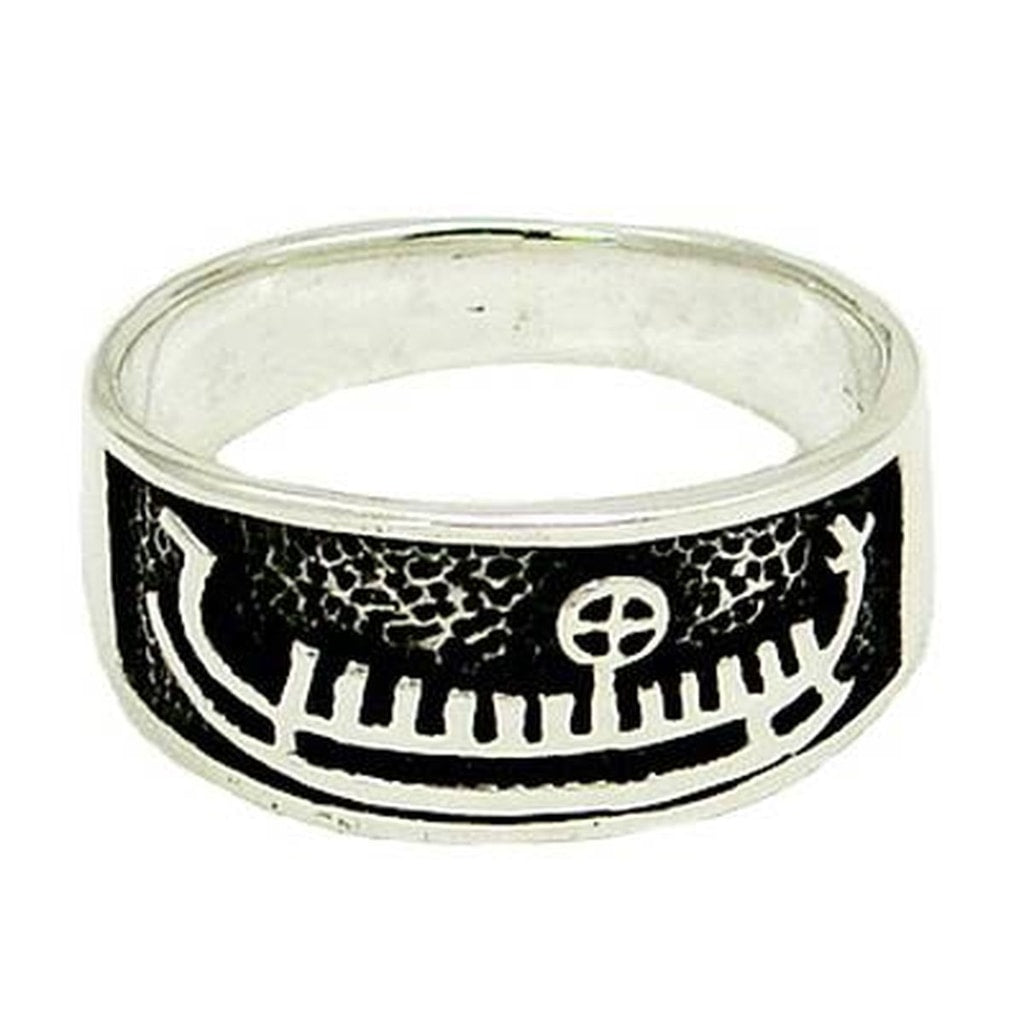 Silver Viking Ship Ring