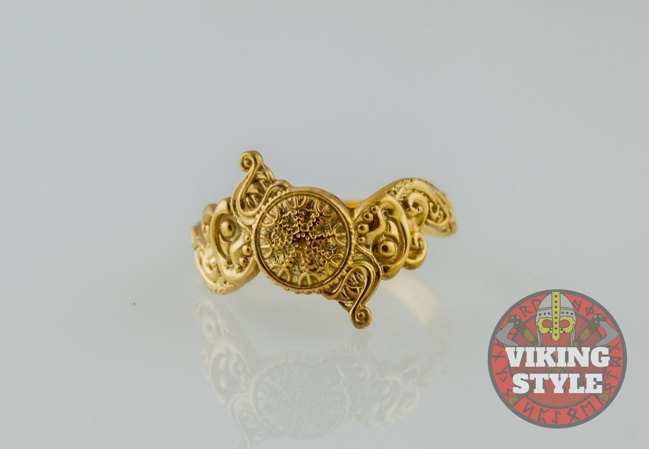 Ægishjálmur Ring - Wolf, Gold